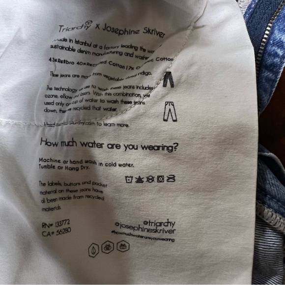 TRIARCHY X Josephine Skriver Jeans High Rise Relaxed Ripped Indigo Wash Size 28 - Picture 15 of 16